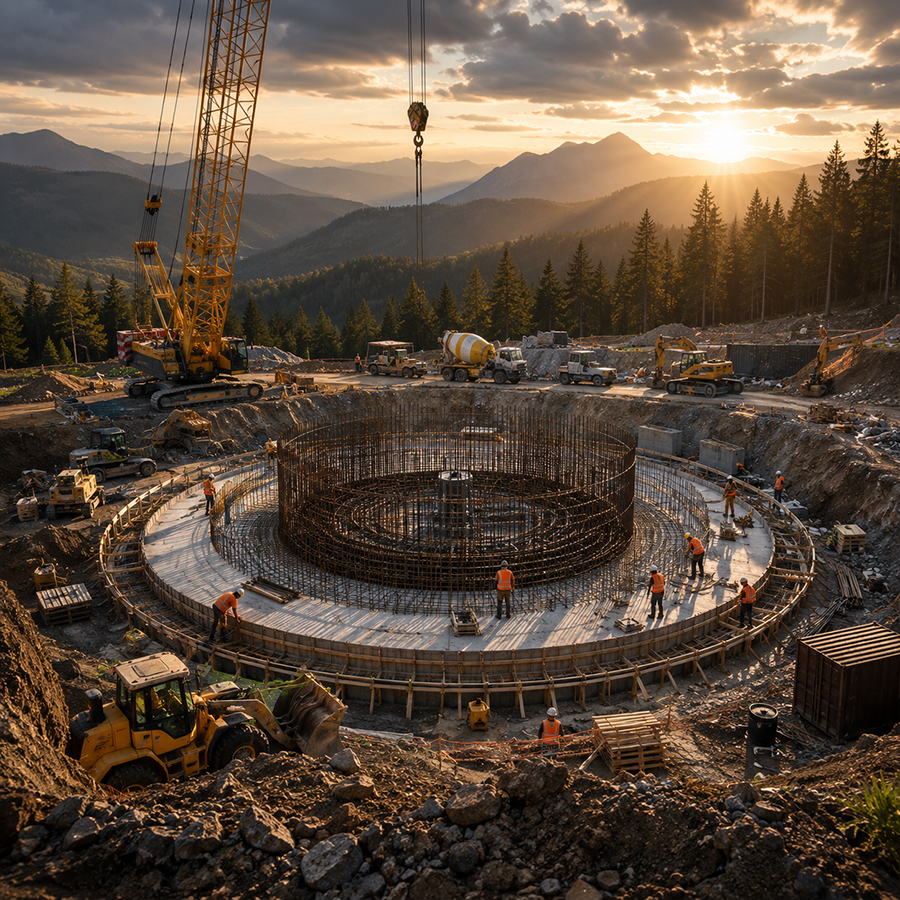 Platzhalterbild Fundament und Baustelle