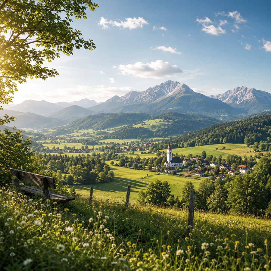 Platzhalterbild Landschaft und Alpenblick