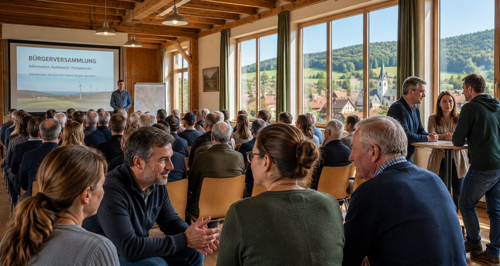 Bürgerversammlung mit Menschen im Gespräch