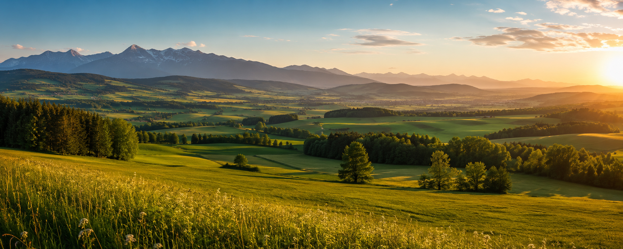 Wiesen, Felder und Waldflächen im Oberland